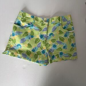 Vintage Lilly Pulitzer Shorts Toojays Birds‎ Tropical Hawaiian Green Womens 4